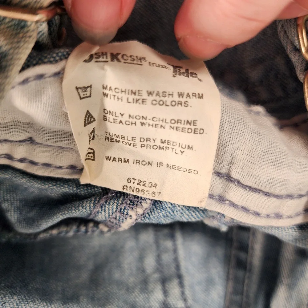 Vintage OshKosh B'Gosh Baby B'Gosh Denim Shortalls Overalls 12M 90s Vestbak